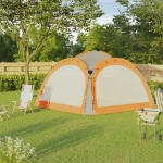 Tenda Feste con LED e 4 Pareti 3,6x3,6x2,3 m Grigio e Arancione