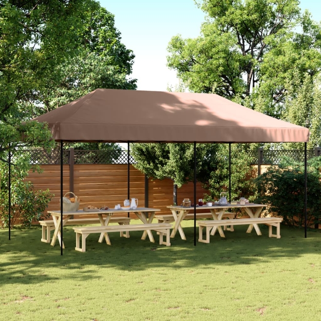 Tenda da Festa Pieghevole Pop-Up Tortora 580x292x315 cm