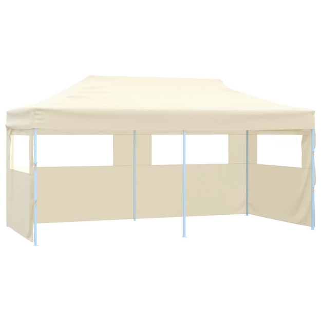 Gazebo Professionale Pieghevole con 4 Pareti 3x6m Acciaio Crema