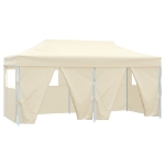 Gazebo Professionale Pieghevole con 4 Pareti 3x6m Acciaio Crema