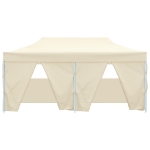 Gazebo Professionale Pieghevole con 4 Pareti 3x6m Acciaio Crema