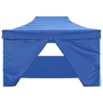 Gazebo Professionale Pieghevole con 4 Pareti 3x4 m Acciaio Blu