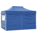 Gazebo Professionale Pieghevole con 4 Pareti 3x4 m Acciaio Blu