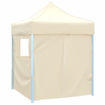 Gazebo Professionale Pieghevole con 4 Pareti 2x2m Acciaio Crema