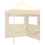 Gazebo Professionale Pieghevole con 2 Pareti 2x2m Acciaio Crema