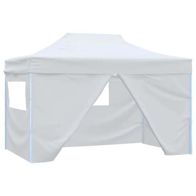 Gazebo Professionale Pieghevole 4 Pareti 3x4m Acciaio Bianco