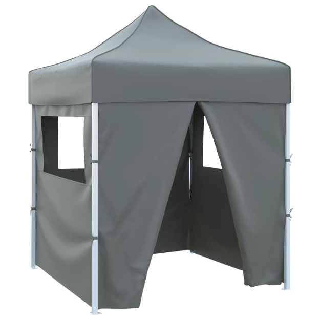 Gazebo Professionale Pieghevole 4 Pareti 2x2m Acciaio Antracite