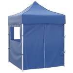 Gazebo Pieghevole Professionale 4 Pareti 2x2m Acciaio Blu