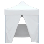 Gazebo Pieghevole Professionale 4 Pareti 2x2m Acciaio Bianco