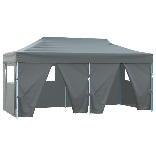 Gazebo Pieghevole con 4 Pareti 3x6m Acciaio Antracite