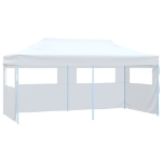 Gazebo Pieghevole con 4 Pareti 3x6 m Acciaio Bianco