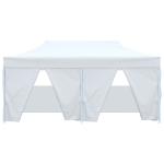 Gazebo Pieghevole con 4 Pareti 3x6 m Acciaio Bianco