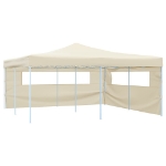 Gazebo Pieghevole con 2 Pareti 5x5 m Crema