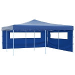 Gazebo Pieghevole con 2 Pareti 5x5 m Blu