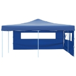 Gazebo Pieghevole con 2 Pareti 5x5 m Blu