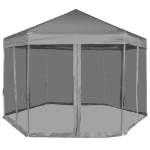 Gazebo Esagonale Pop-Up con 6 Pareti Grigio 3,6x3,1 m