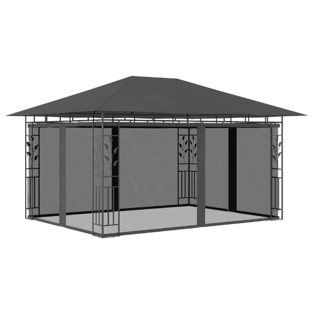 Gazebo con Zanzariera 4x3x2,73 m Antracite 180 g/m²