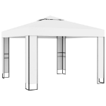 Gazebo con Tetto Doppio e Stringa di Luci LED 3x3 m Bianco