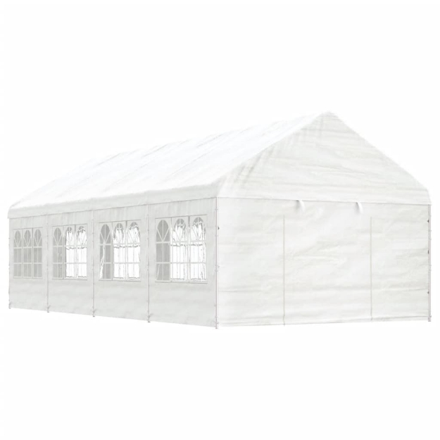 Gazebo con Tetto Bianco 8,92x4,08x3,22 m in Polietilene