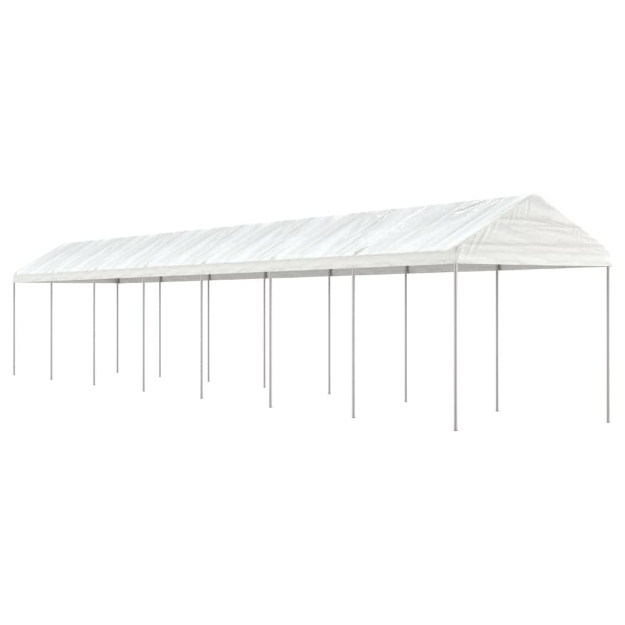 Gazebo con Tetto Bianco 15,61x2,28x2,69 m in Polietilene