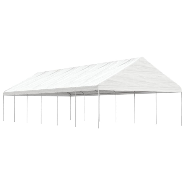 Gazebo con Tetto Bianco 13,38x5,88x3,75 m in Polietilene