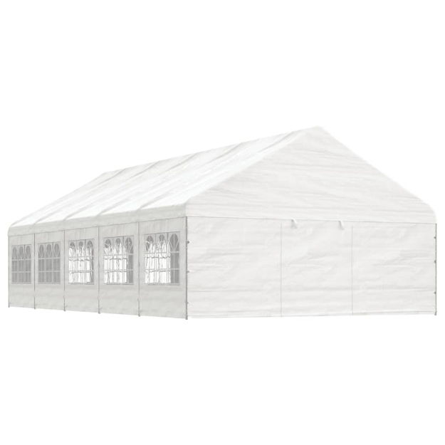 Gazebo con Tetto Bianco 11,15x5,88x3,75 m in Polietilene