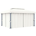 Gazebo con Tende e Stringa di Luci LED 4x3 m Bianco Crema