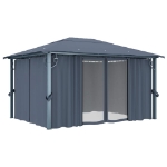 Gazebo con Tenda 400 x 300 cm Antracite in Alluminio