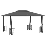 Gazebo con Teli Laterali e Doppio Tetto 3x4 m Antracite