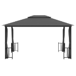 Gazebo con Teli Laterali e Doppio Tetto 3x4 m Antracite