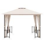 Gazebo con Teli Laterali e Doppio Tetto 3x3 m Crema