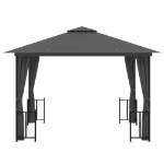 Gazebo con Teli Laterali e Doppio Tetto 3x3 m Antracite