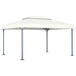 Gazebo con Stringa di Luci LED 400x300 cm Crema in Alluminio