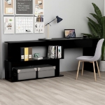 Scrivania ad Angolo Nera 200x50x76 cm in Legno Multistrato