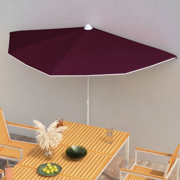 Ombrellone Semicircolare da Giardino con Palo 180x90 cm Bordò