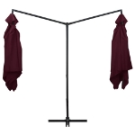 Ombrellone Doppio con Palo in Acciaio 250x250 cm Rosso Bordò