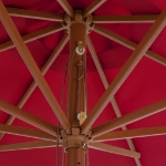 Ombrellone da Esterni con Palo in Legno 350 cm Rosso Borgogna