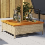 Copertura Base Ombrellone Beige 70x70x25 cm Polyrattan e Acacia