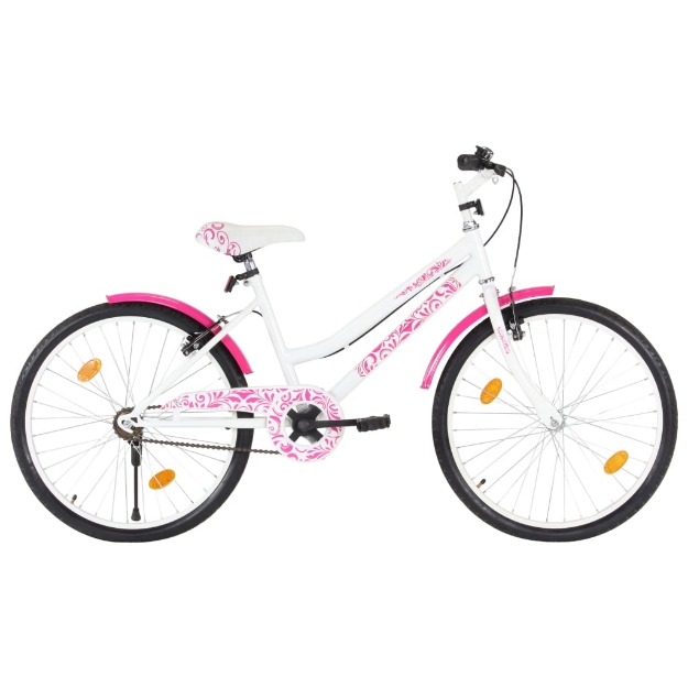 Bici per Bambini 24 pollici Rosa e Bianca