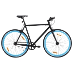 Bicicletta a Scatto Fisso Nera e Blu 700c 59 cm