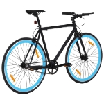 Bicicletta a Scatto Fisso Nera e Blu 700c 59 cm