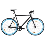 Bicicletta a Scatto Fisso Nera e Blu 700c 55 cm