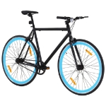 Bicicletta a Scatto Fisso Nera e Blu 700c 55 cm