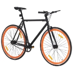 Bicicletta a Scatto Fisso Nera e Arancione 700c 55 cm