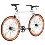 Bicicletta a Scatto Fisso Bianca e Arancione 700c 51 cm