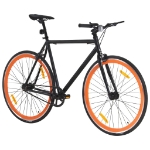 Bicicletta a Scatto Fisso Nera e Arancione 700c 59 cm