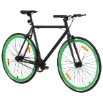 Bicicletta a Scatto Fisso Nera e Verde 700c 55 cm