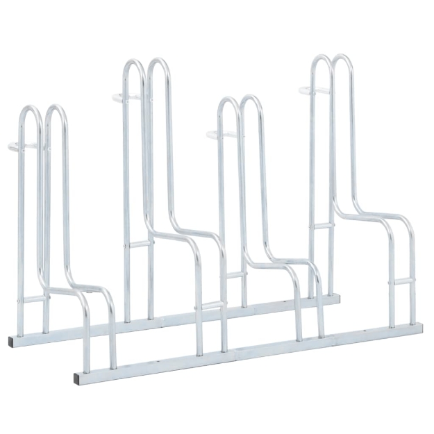 Supporto per 4 Bici da Pavimento Autoportante Acciaio Zincato