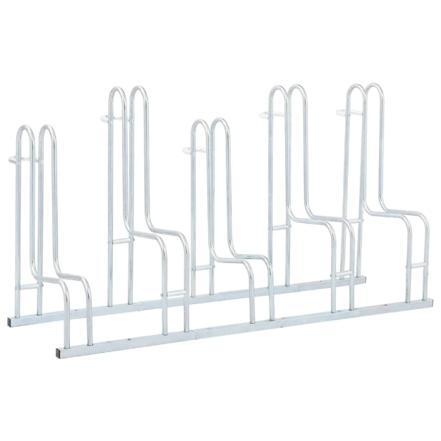 Supporto per 5 Bici da Pavimento Autoportante Acciaio Zincato