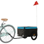 Rimorchio da Bici Nero e Blu 30 kg in Ferro